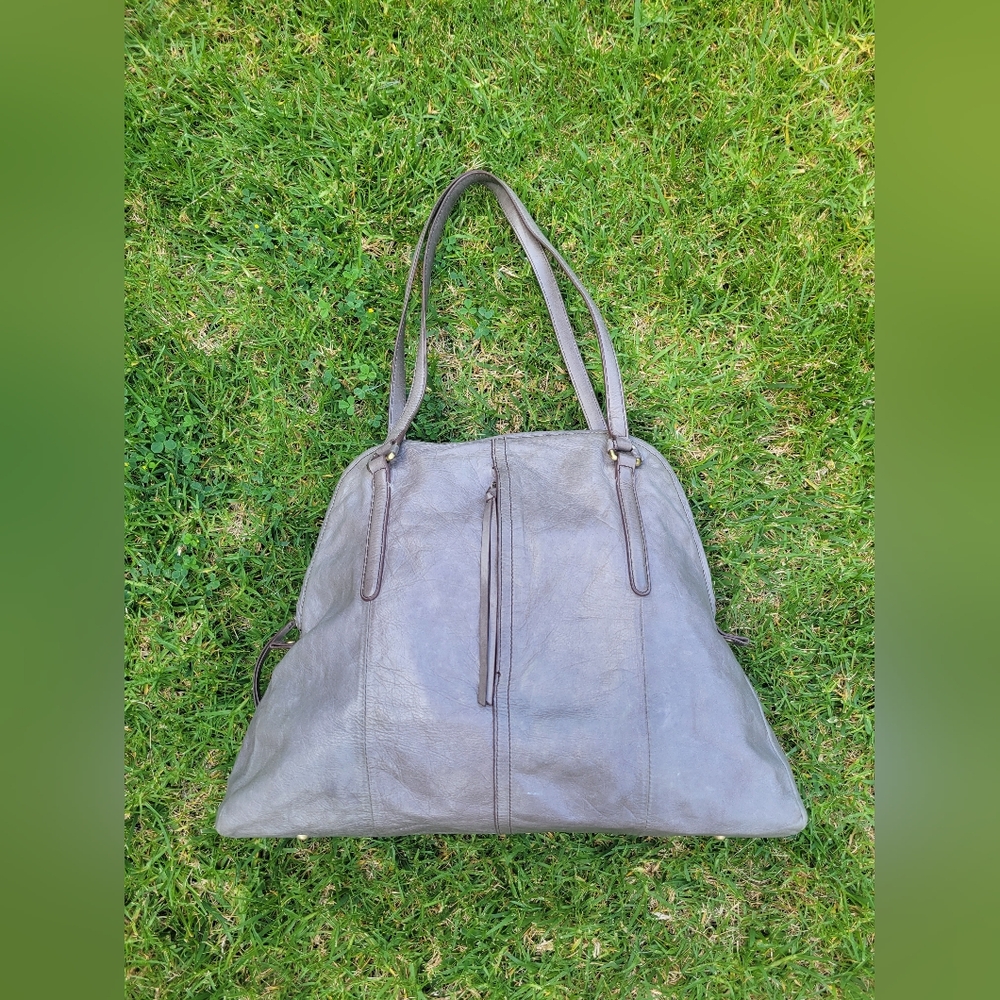 HOBO Gray Leather Tote Bag